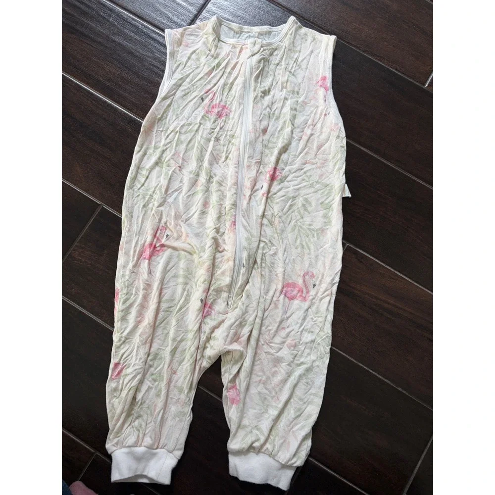 Cozy Pixies Flamingo Bamboo Viscose Sleep Bag Walker Pink Green Cream Sleeveless